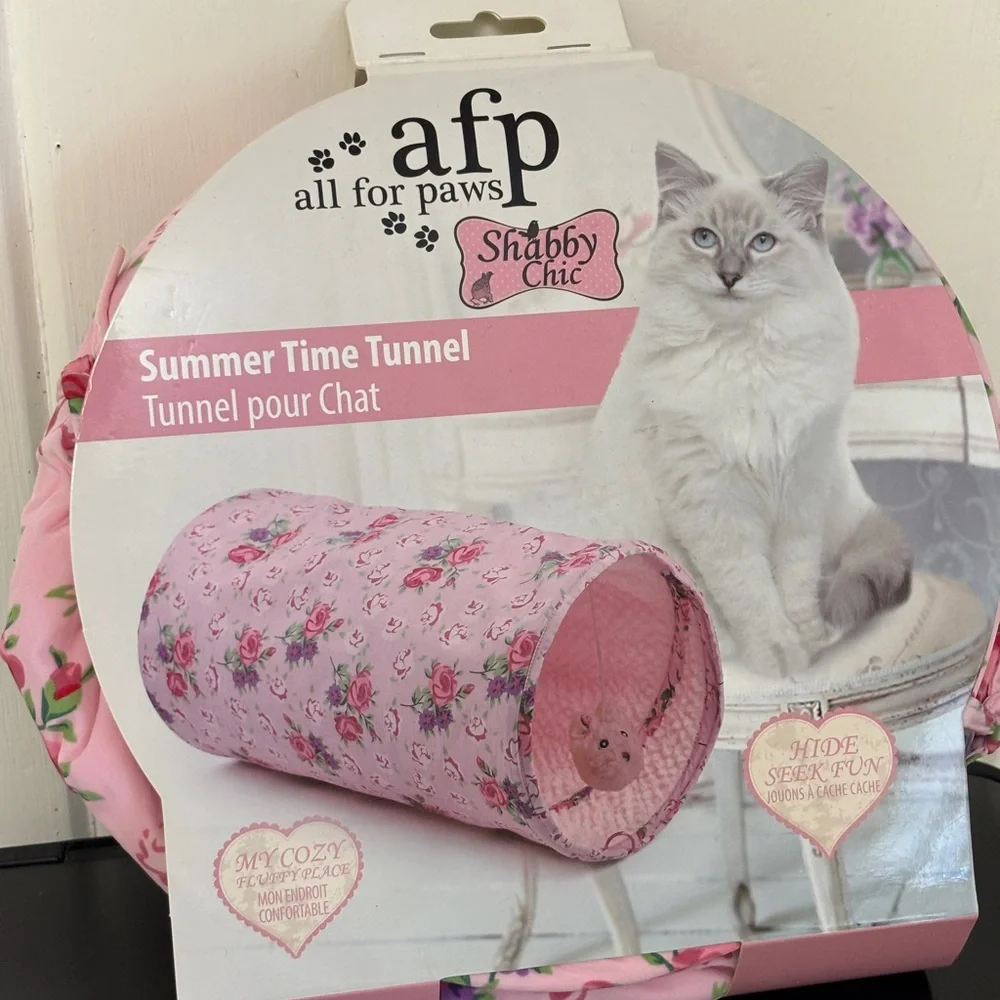 All for Paws Shabby Chic Summer Time Cat Tunnel Pink Floral